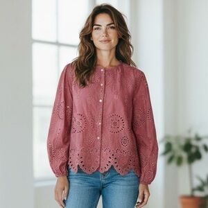 NEW Aveloria | Eyelet Button Front Top